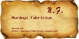 Murányi Fabrícius névjegykártya
